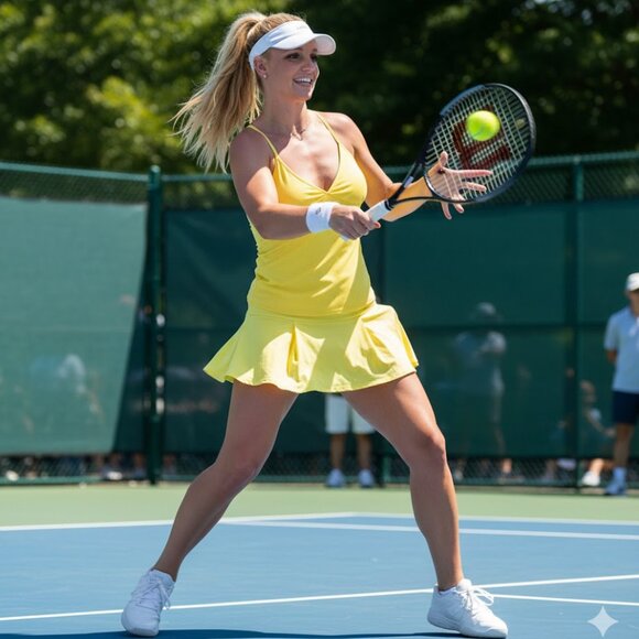 Y2K VICTORIA’S SECRET LEMON YELLOW MINI TENNIS SKIRT SKORT AND TOP SET SZ L & M - Picture 2 of 16